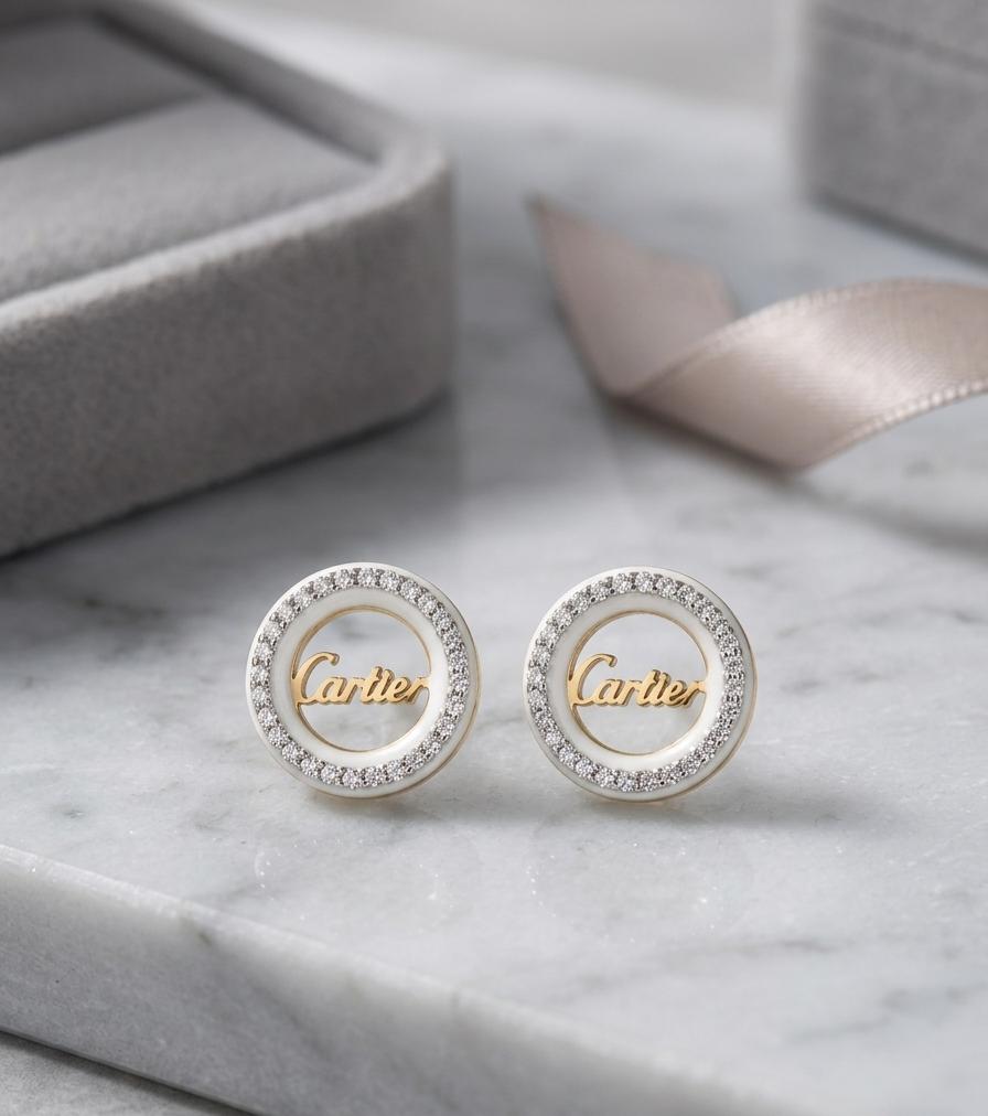 Elegant & Classic: Opera Gold Carter Crystal Embellished Circular Studs