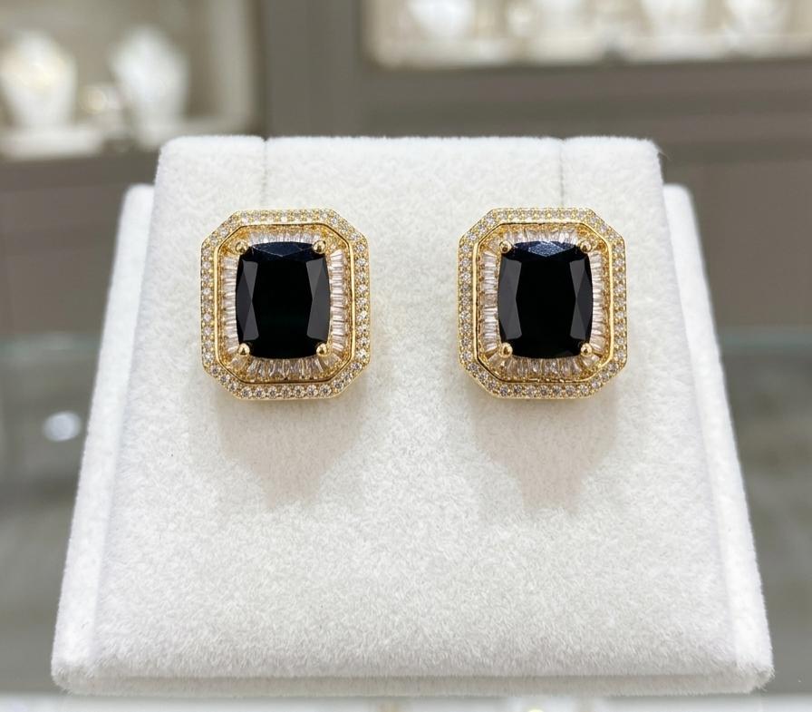 Cushion Cut Sapphire & Double Halo Diamond Stud Earrings