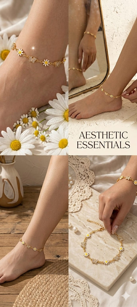 White Daisy Chain Anklet