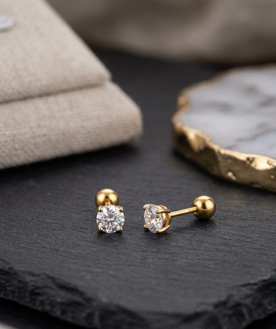 Cubic Zirconia Flat Back Studs for Cartilage & Helix Piercings