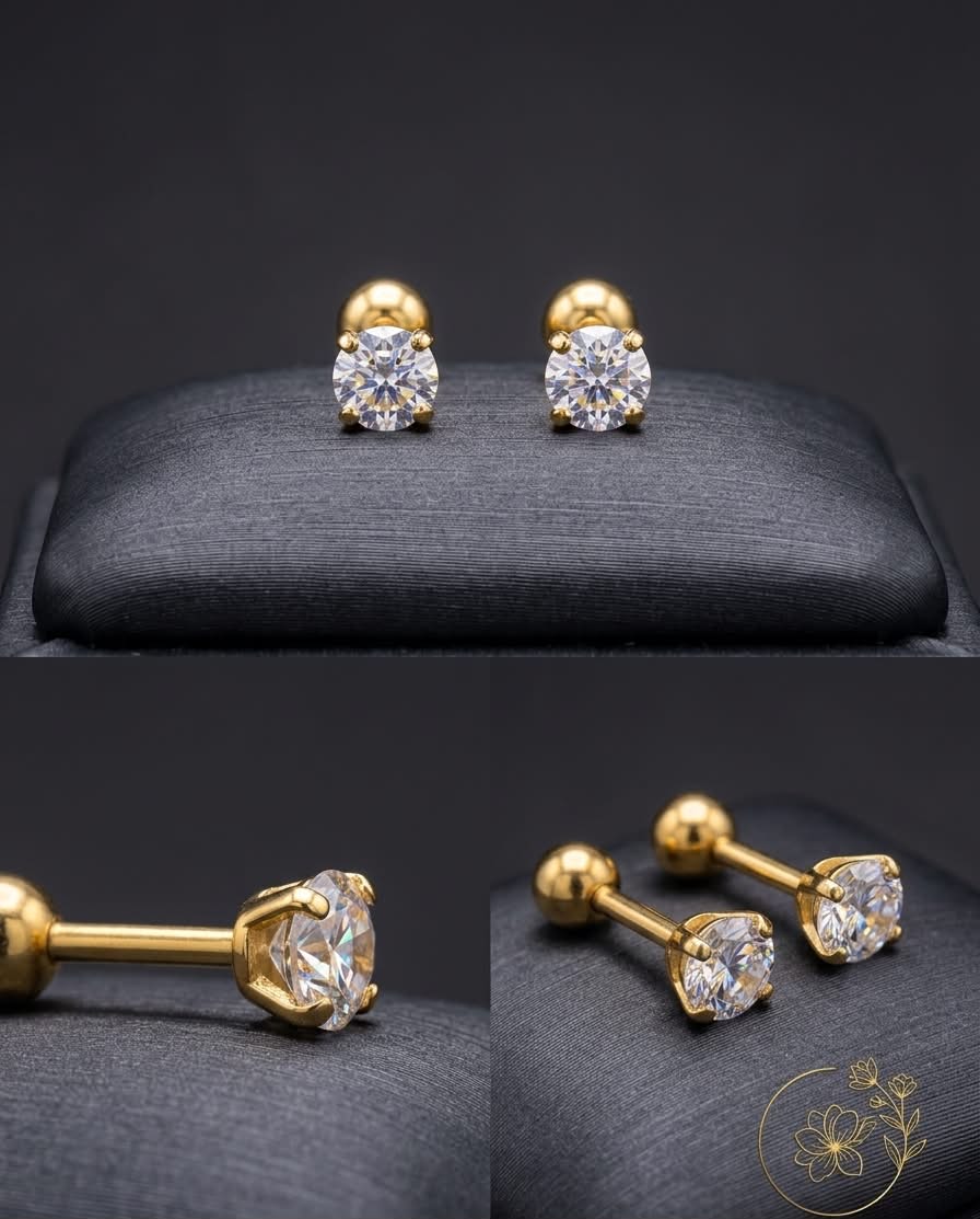 Cubic Zirconia Flat Back Studs for Cartilage & Helix Piercings